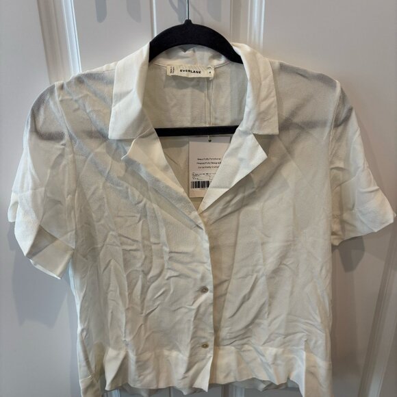 Everlane The Notch Shirt in Washable Silk Off-White - Picture 2 of 3